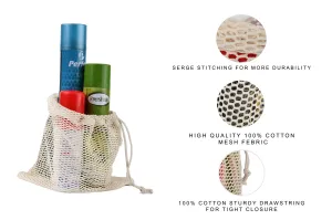 100% Cotton Mesh Drawstring Pouch for everyday use