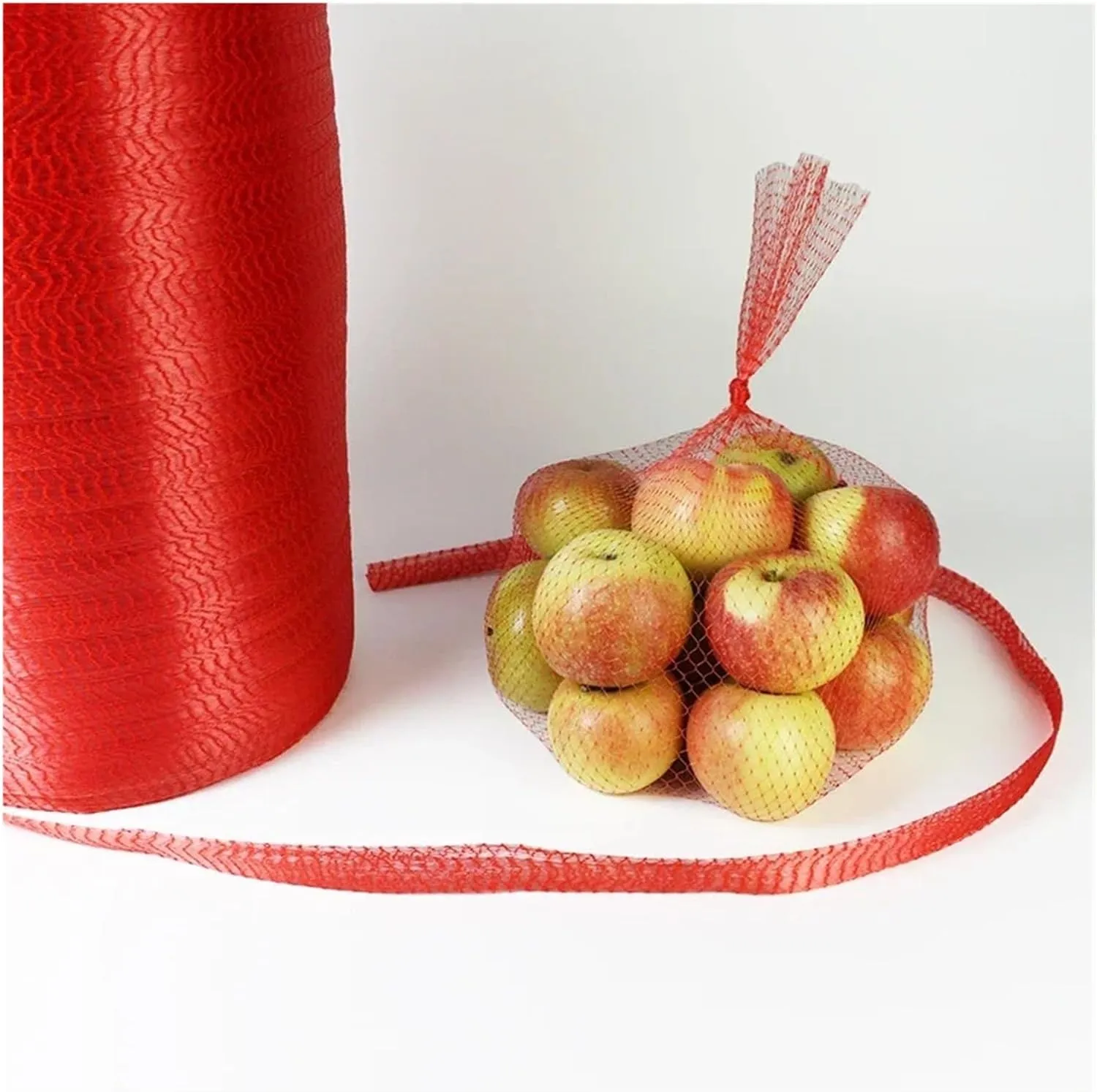 100meters Cutting Mesh Bag Semi-Finished Supermarket Nut Vegetable Packing Mesh Bag Nylon Elastic Shrinkage Mesh Cover(Green)