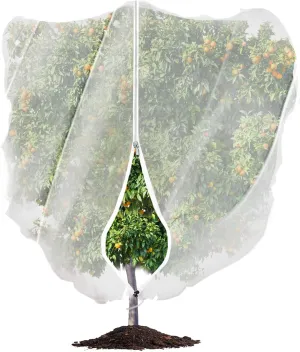 10ft x 10ft Fruit Tree Netting Cover with Zipper and Drawstring, Insect Bird Barrier Mesh, Garden Netting Barrier,Large Potted Fruit Protectors Cover for Blueberry Bushes