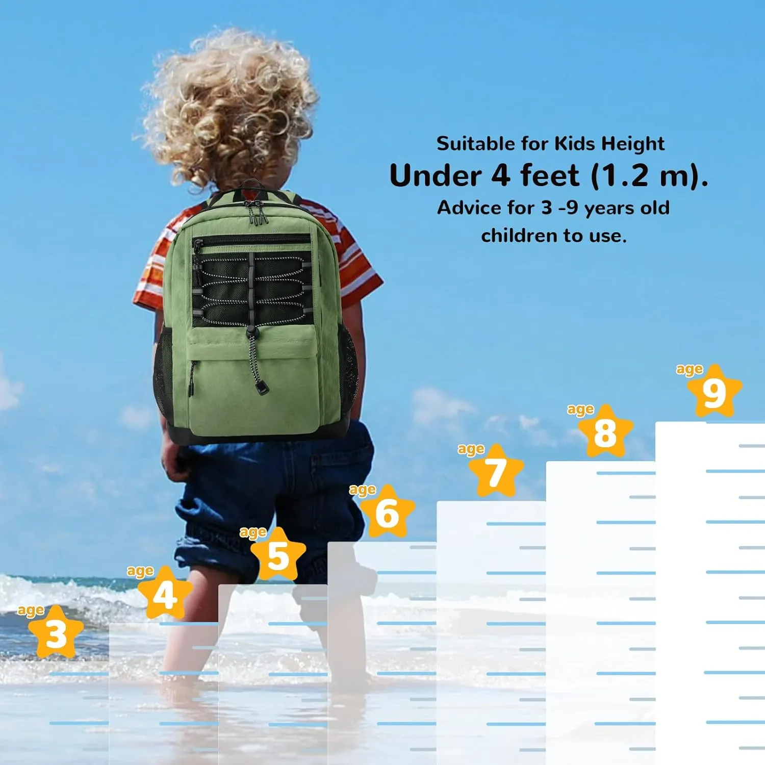 10L Small Size Casual Backpack for Kids Girls Boys Ages 3-9, Mini Waterproof Outdoor Sport Travel Hiking Camping Daypack (Light Blue)