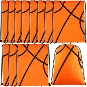 12 Pack Basketball Drawstring Backpack,Drawstring Backpacks Bulk,Large Capacity, Reliable Material,for Sports Teams(Basketball)