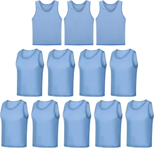 12 Pack Scrimmage Vest/Team Training Jerseys/Sports Pinnies/Practice Jerseys/Soccer Bibs with Carry Bag
