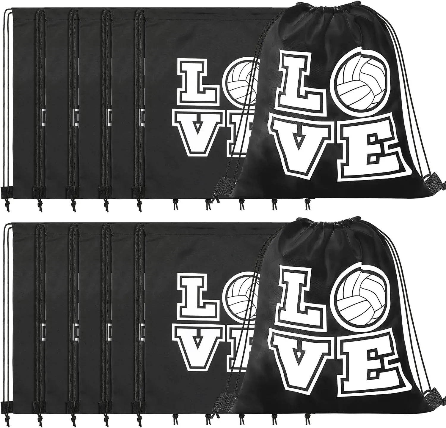 12 Pcs 17 Inch Volleyball Style Drawstring Bag Sports Ball Backpack Drawstring Sack Cinch Bags for Team Gift Party Favors
