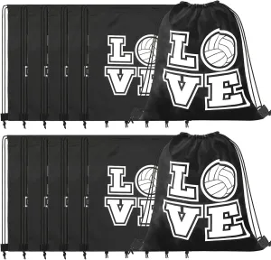 12 Pcs 17 Inch Volleyball Style Drawstring Bag Sports Ball Backpack Drawstring Sack Cinch Bags for Team Gift Party Favors