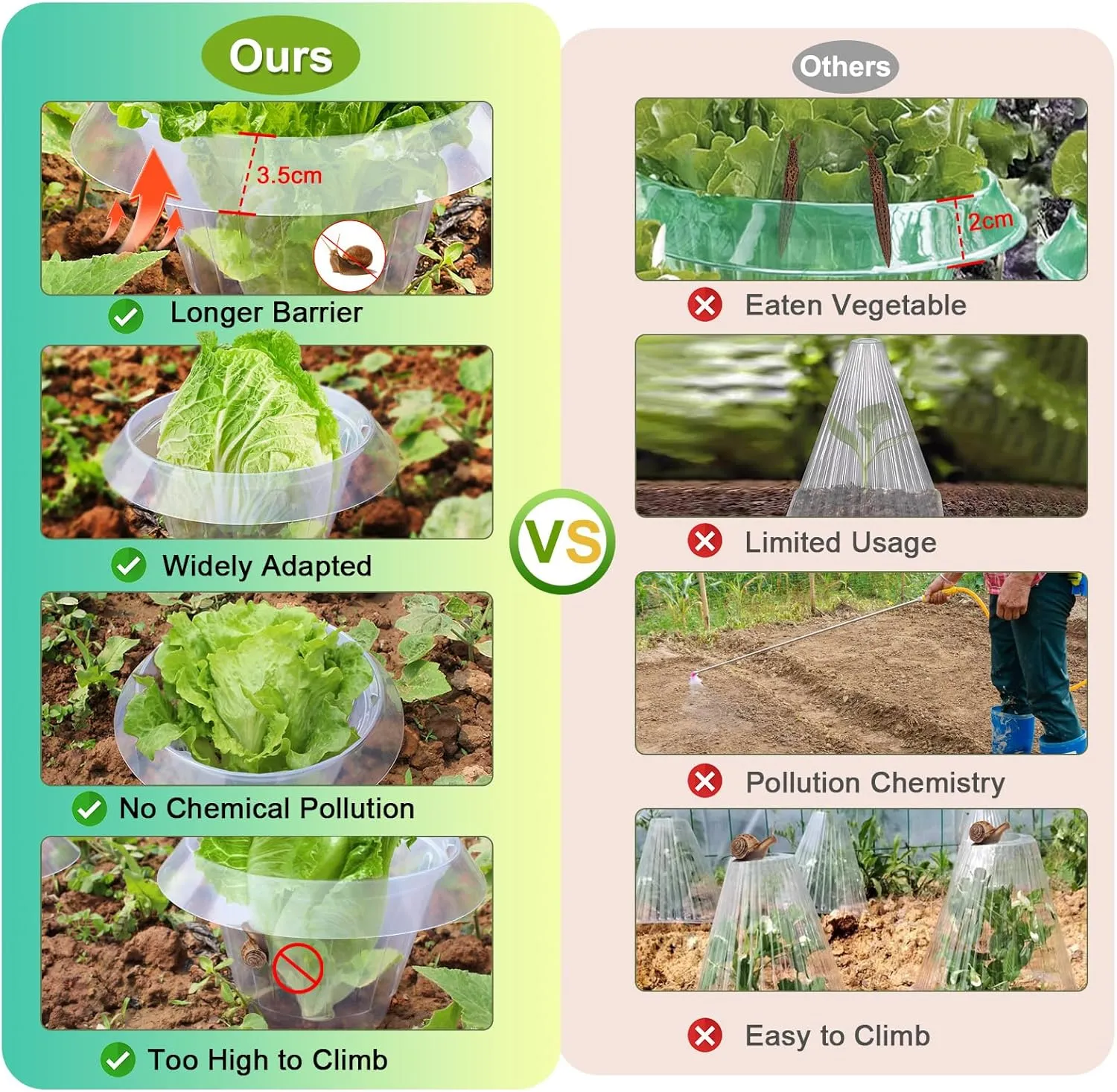 【12 Pieces】 6Pcs Upgraded Snail Collars with 6Pcs Plant Protection Bags, 99% Enhanced Snail Defense, Sturdy Slug Barrier Ring, 360° Effectively Protects Your Lettuce and Cabbage Plants
