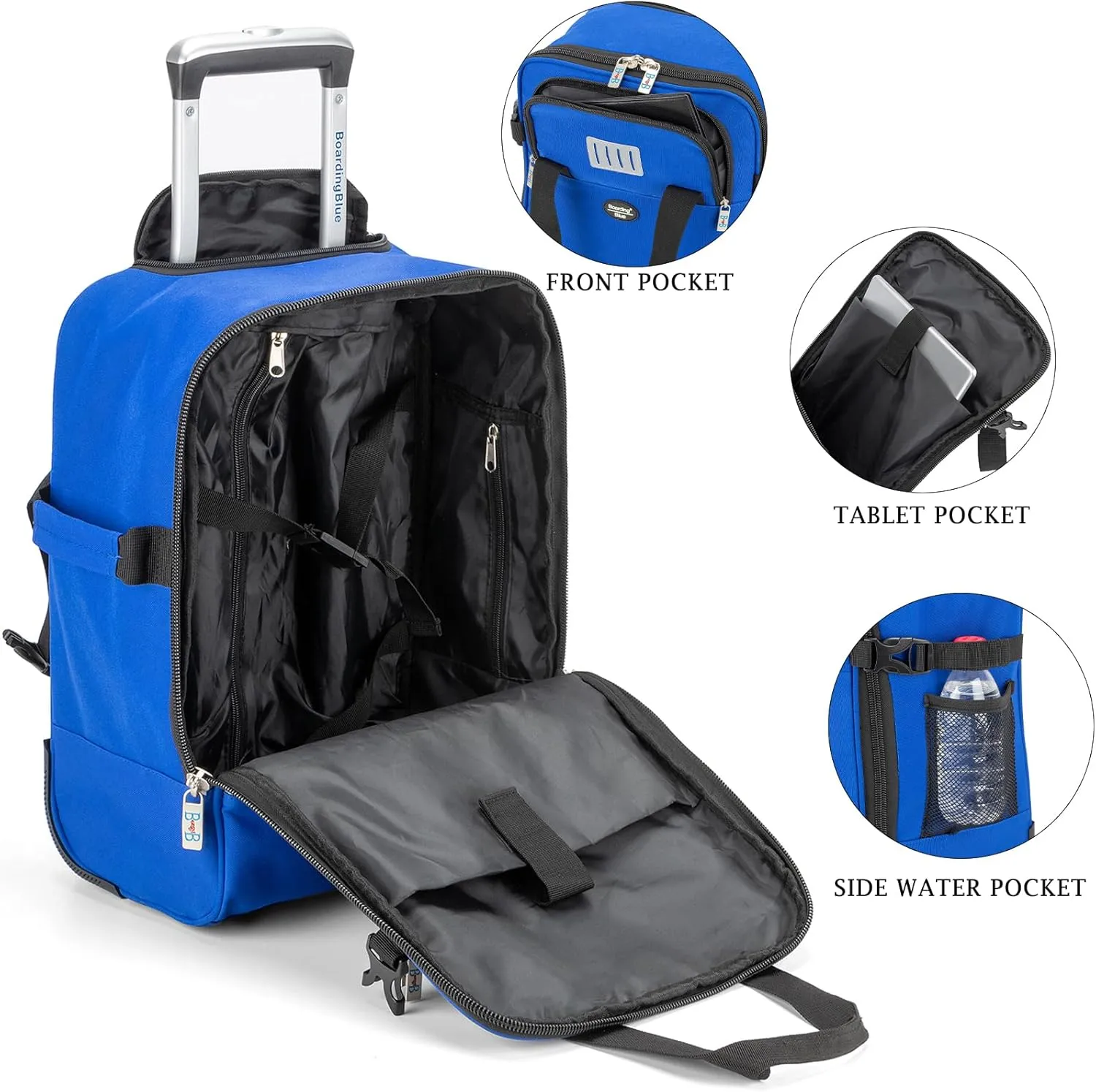 17x13x8 Inches JetBlue Airlines Rolling Personal Item Underseat Travel Bag - Suitable for Major Airlines including Spirit, Jetblue and Frontier- Duffel Bag Design (Navy, 17x13x8 Inches)
