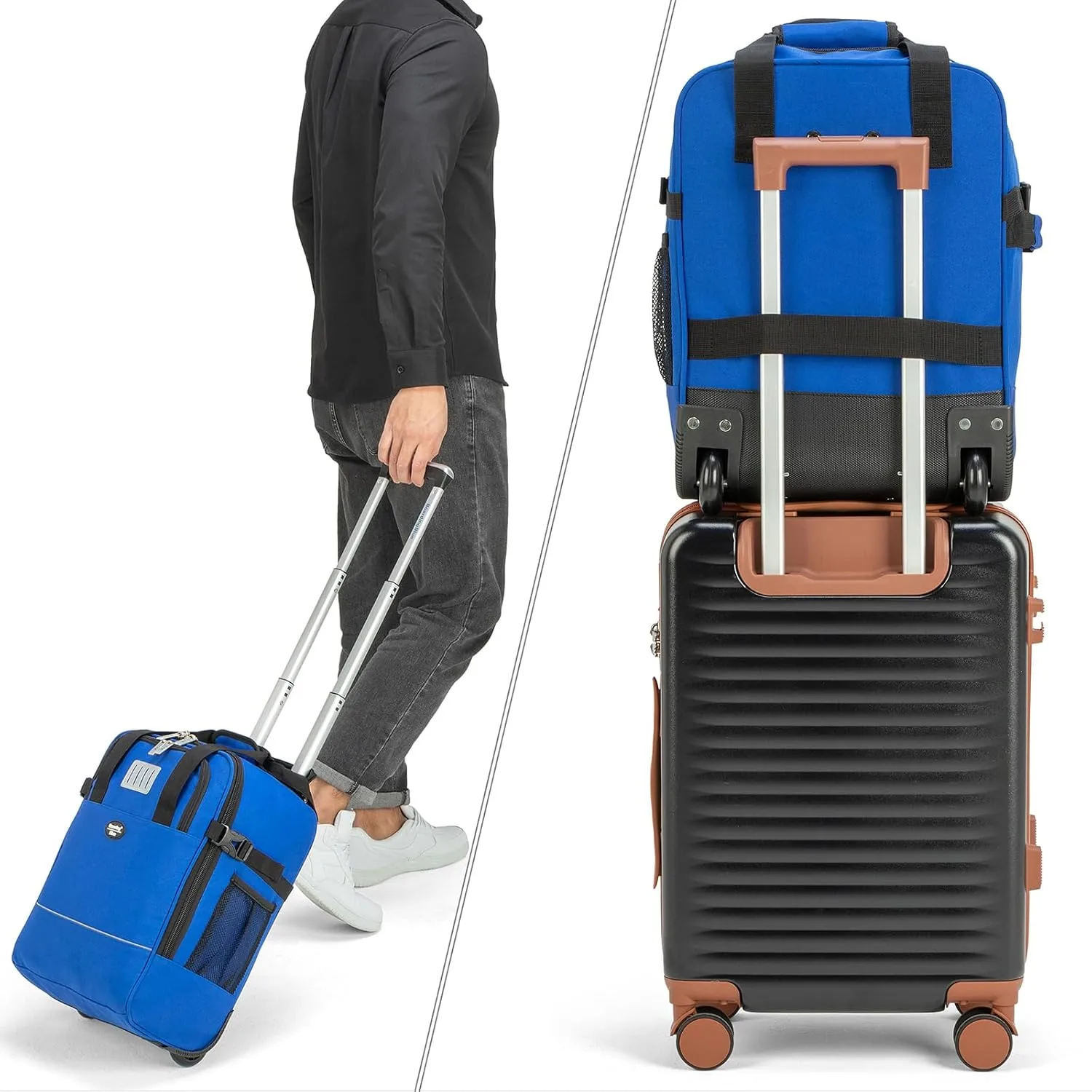 17x13x8 Inches JetBlue Airlines Rolling Personal Item Underseat Travel Bag - Suitable for Major Airlines including Spirit, Jetblue and Frontier- Duffel Bag Design (Navy, 17x13x8 Inches)