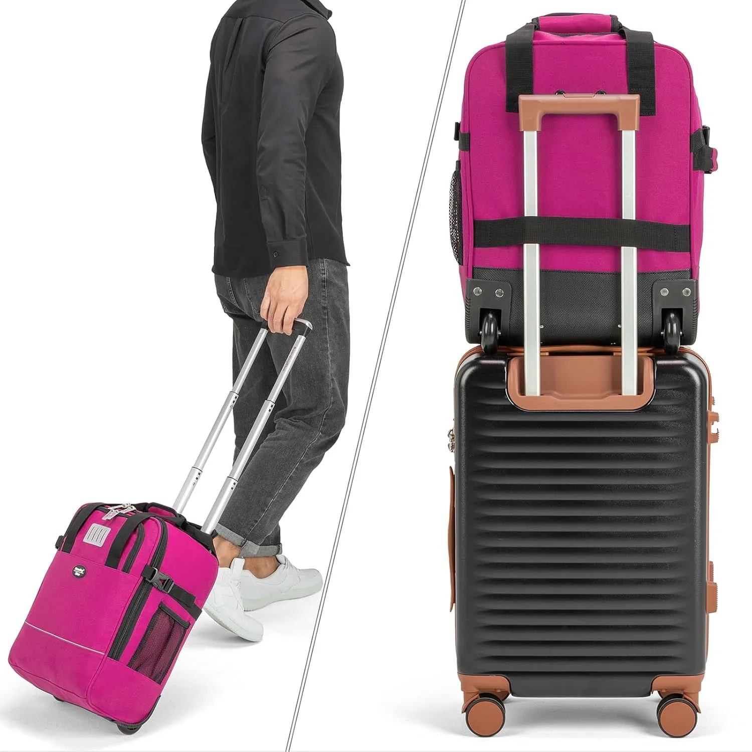 17x13x8 Inches JetBlue Airlines Rolling Personal Item Underseat Travel Bag - Suitable for Major Airlines including Spirit, Jetblue and Frontier- Duffel Bag Design (Purple, 17x13x8 Inches)
