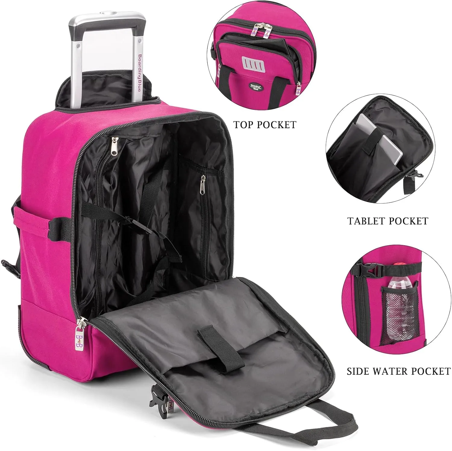 17x13x8 Inches JetBlue Airlines Rolling Personal Item Underseat Travel Bag - Suitable for Major Airlines including Spirit, Jetblue and Frontier- Duffel Bag Design (Purple, 17x13x8 Inches)