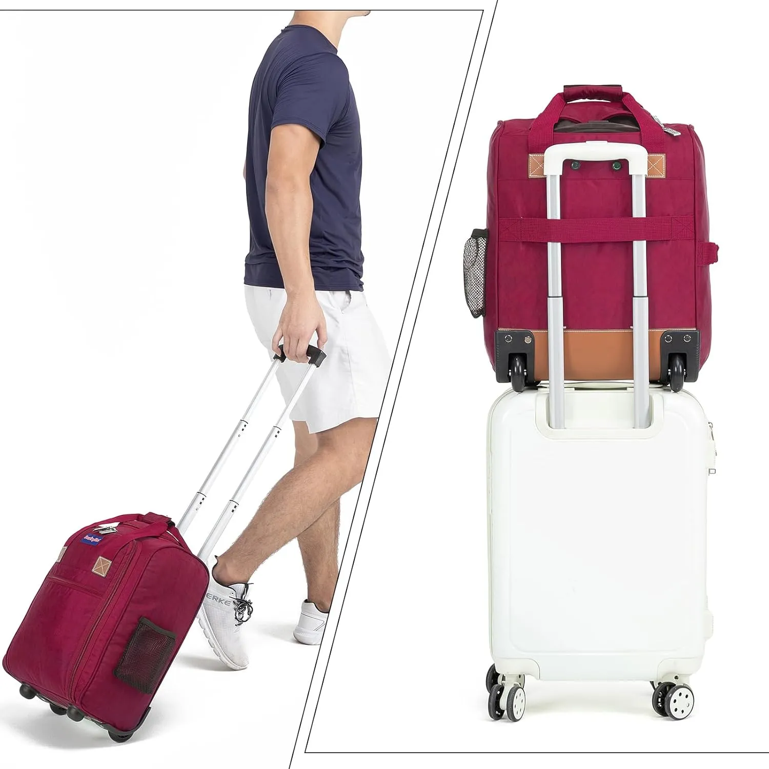 17x13x8 Inches JetBlue Airlines Rolling Personal Item Underseat Travel Bag - Suitable for Major Airlines including Spirit, Jetblue, Frontier, and American - Duffel Bag Design (Purple)