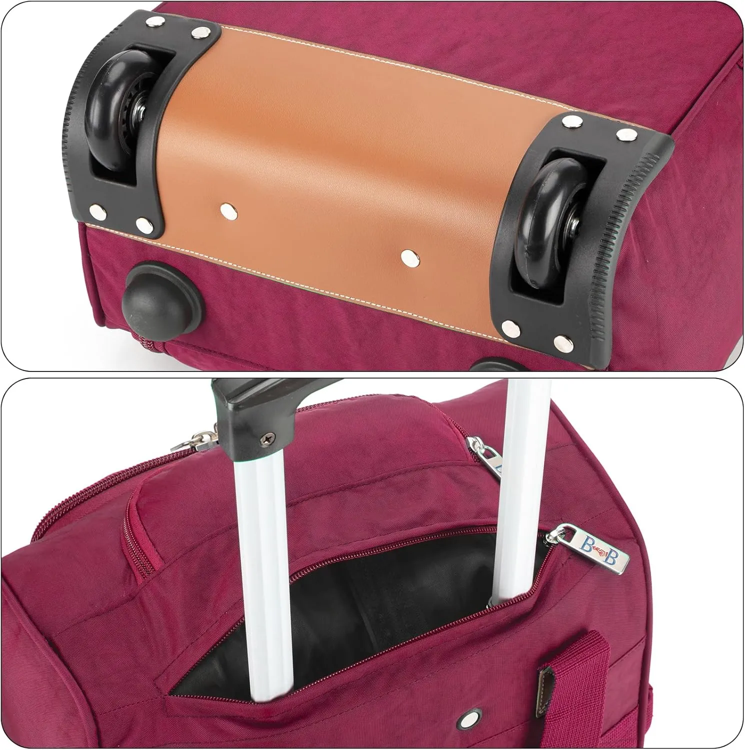 17x13x8 Inches JetBlue Airlines Rolling Personal Item Underseat Travel Bag - Suitable for Major Airlines including Spirit, Jetblue, Frontier, and American - Duffel Bag Design (Purple)