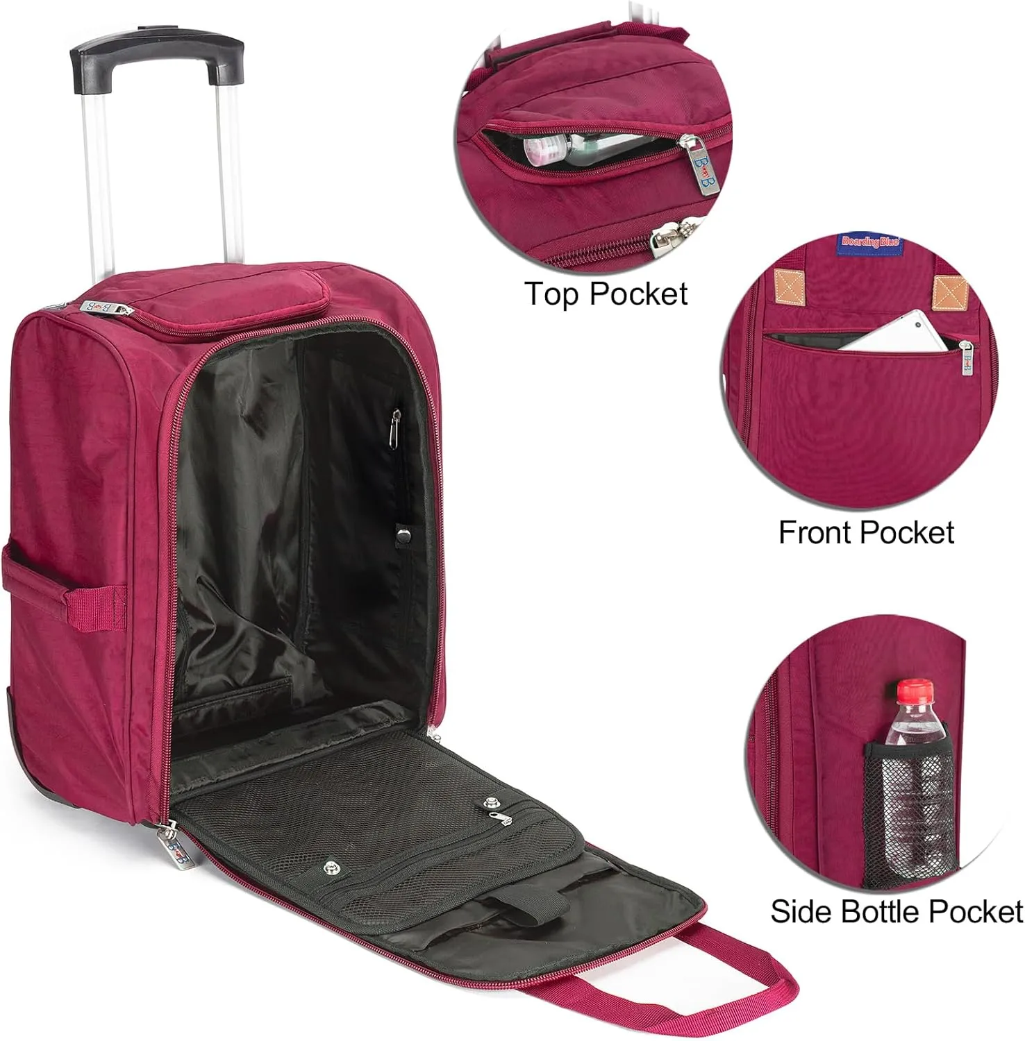 17x13x8 Inches JetBlue Airlines Rolling Personal Item Underseat Travel Bag - Suitable for Major Airlines including Spirit, Jetblue, Frontier, and American - Duffel Bag Design (Purple)