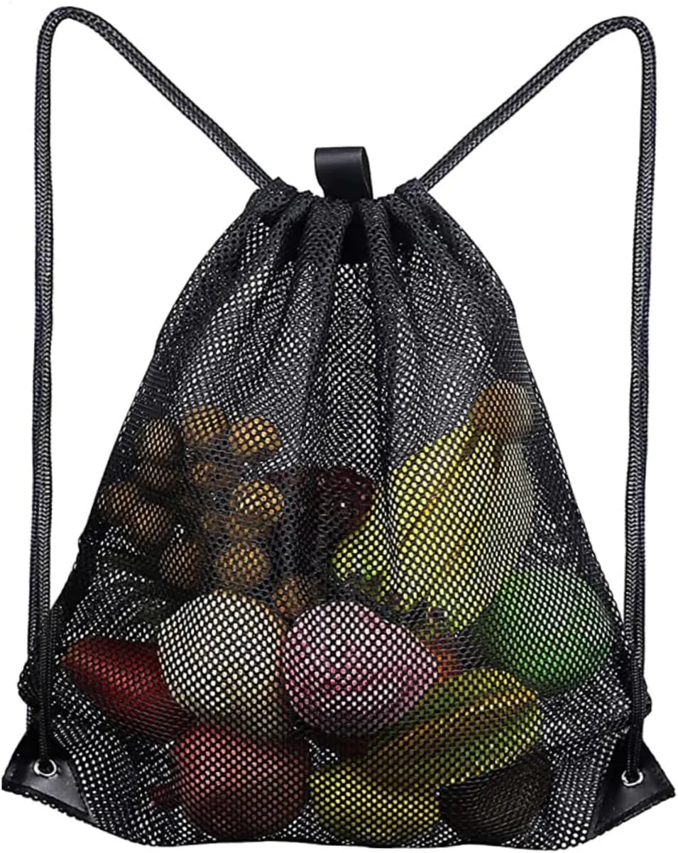 1pc Black Drawstring Storage Bag Multifunctional Mesh Pouch Lightweight Shoulder Bag for Daily Use for Travel Organizing Stationery and Cosmetics
