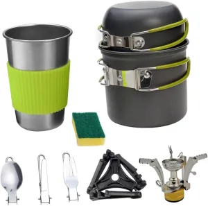 1Set Portable Outdoor Cooking Aluminium Alloy Cookware for People Lightweight Camping Utensils Insulated Handle for Hiking Picnic
