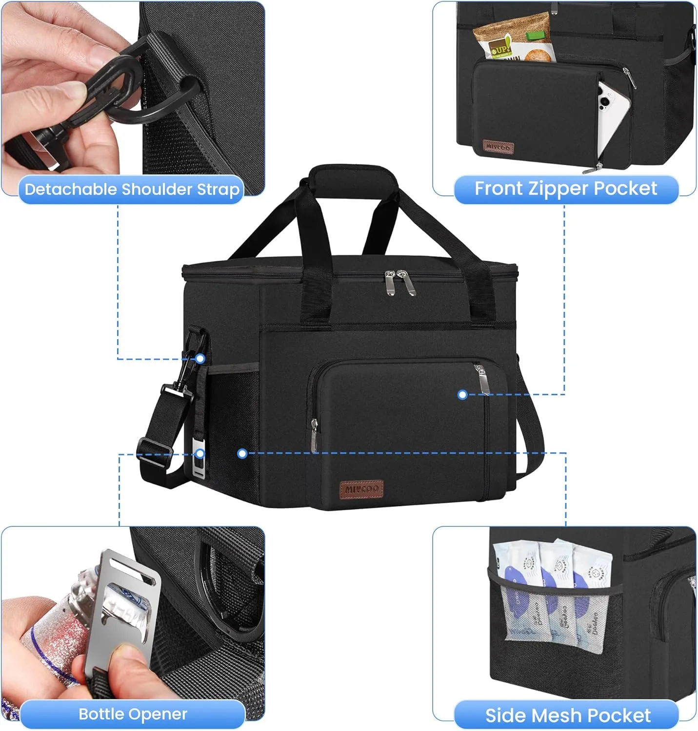 2 in 1 Soft Cooler Bag with Wheels, 50-Can Leakproof Insulated Portable Rolling Cooler, Extra Large Collapsible Ice Chest Cooler for Beach, Picnic, Camping, Shopping