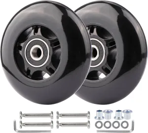 2-Pack PU Luggage Suitcase Replacement Wheels Repair Kit w/ABEC-7 Bearings and 6mm Axles for Trolley Carry-on Roller Travel Bag (80 * 24mm)