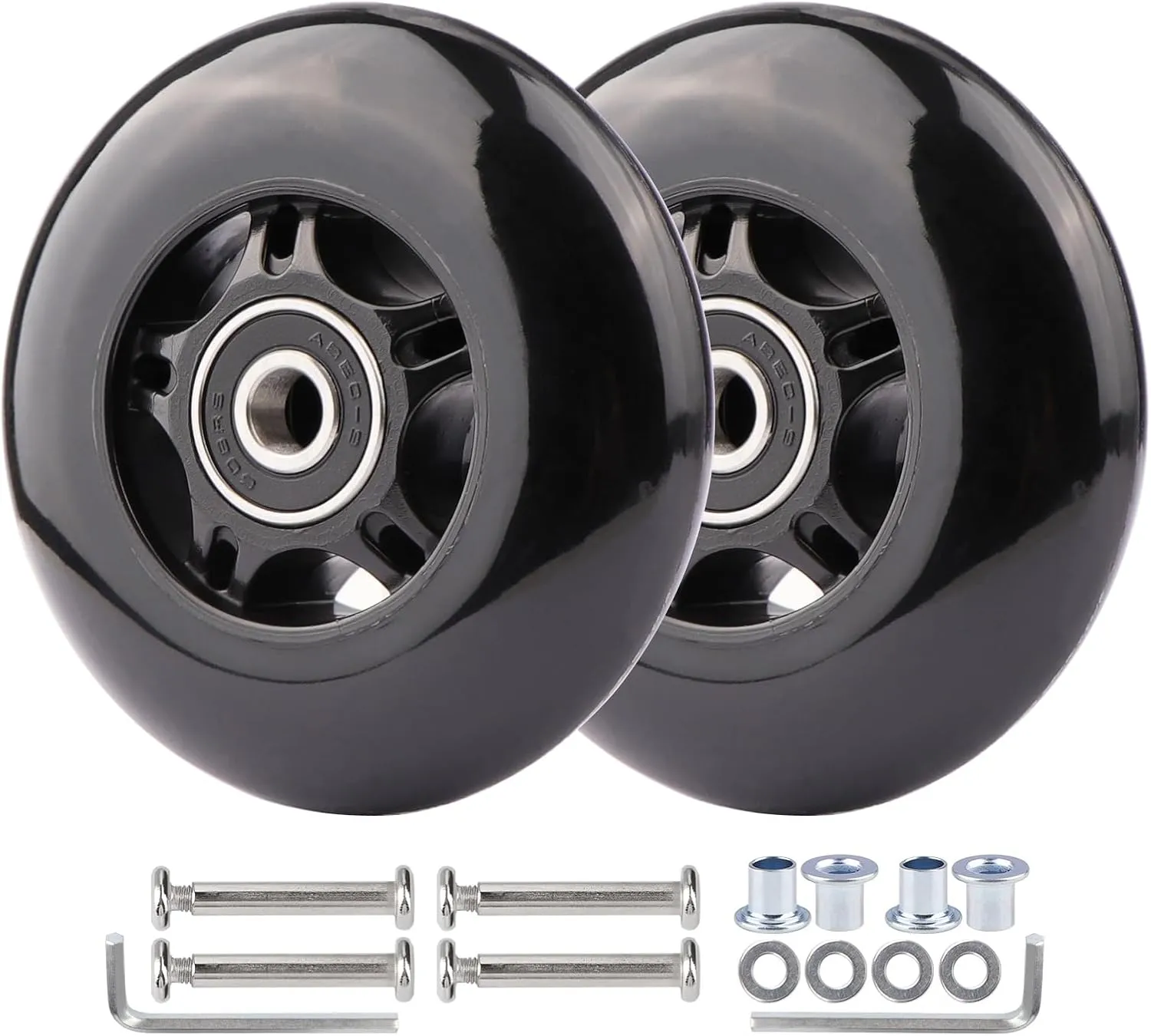 2-Pack PU Luggage Suitcase Replacement Wheels Repair Kit w/ABEC-7 Bearings and 6mm Axles for Trolley Carry-on Roller Travel Bag (80 * 24mm)