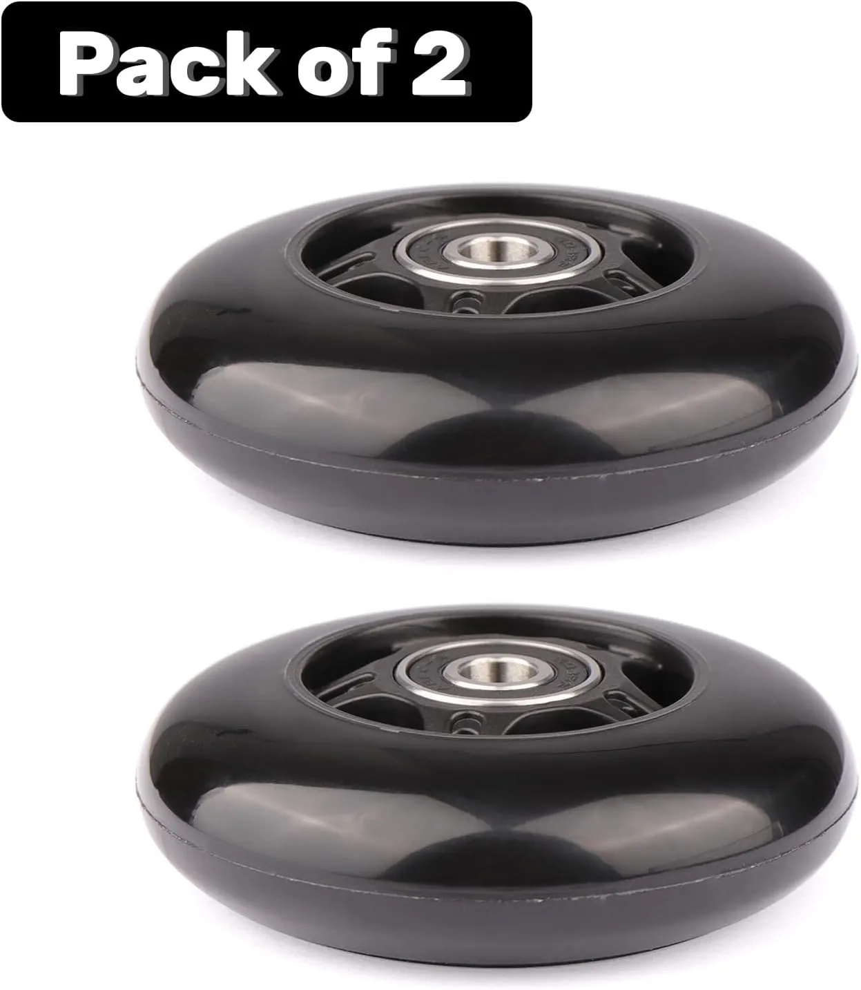 2-Pack PU Luggage Suitcase Replacement Wheels Repair Kit w/ABEC-7 Bearings and 6mm Axles for Trolley Carry-on Roller Travel Bag (80 * 24mm)