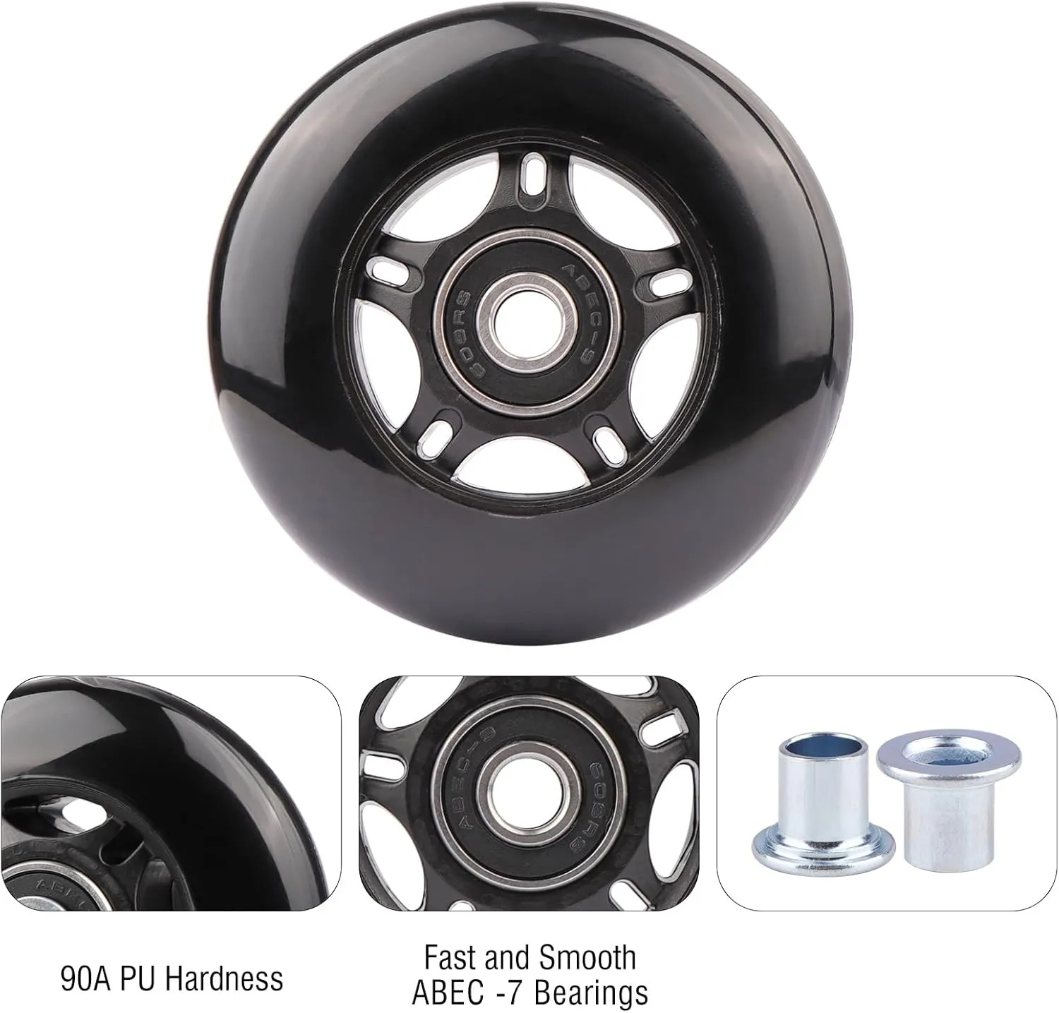 2-Pack PU Luggage Suitcase Replacement Wheels Repair Kit w/ABEC-7 Bearings and 6mm Axles for Trolley Carry-on Roller Travel Bag (80 * 24mm)