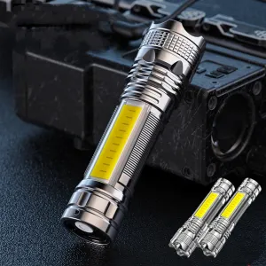 2 Pcs LED Flashlight with 3 Lighting Modes High Powered 300 Lumens Bright Flashlight Long Range Light Zoomable Water-Proof Flash Lights USB Recharge Flash Light for Outdoor, Camping, Hiking
