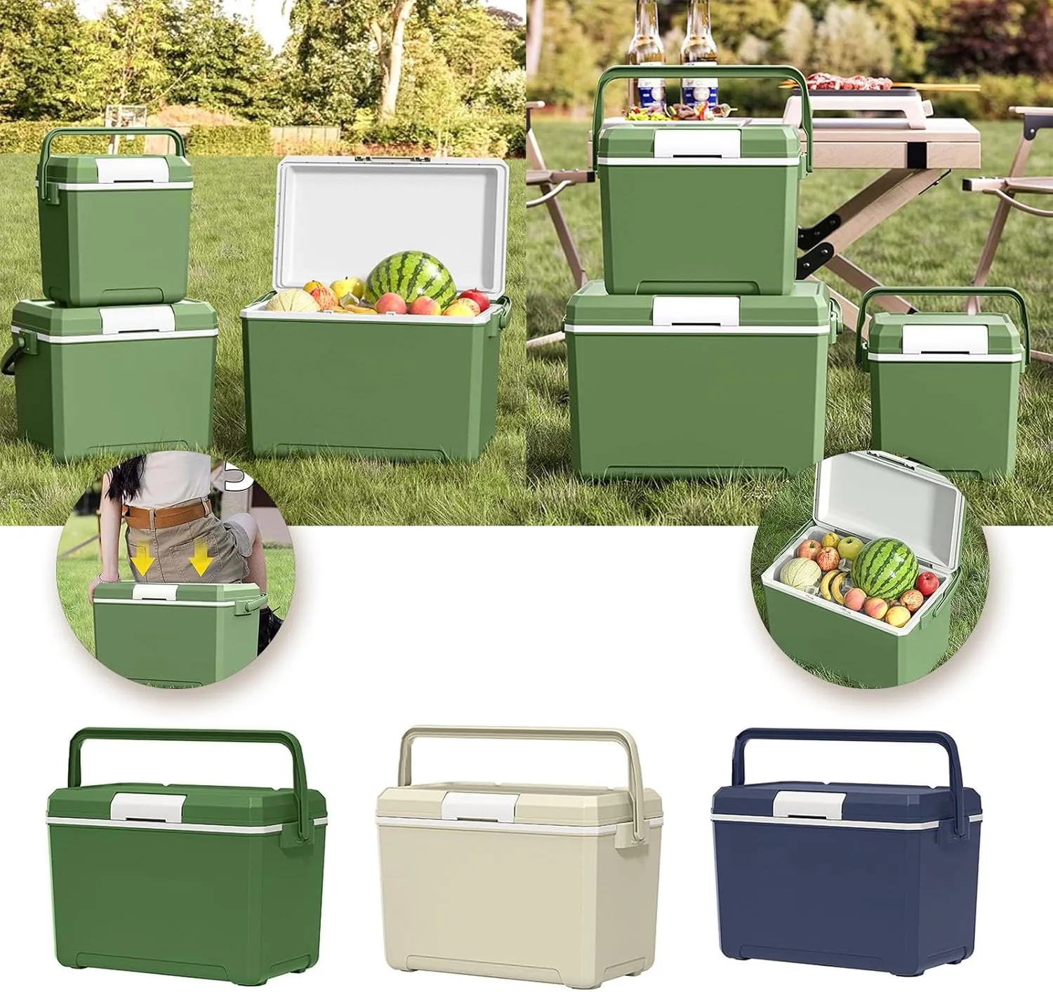 2025 48 Quart Camping Cooler, Keep Fresh for 2 Days Filled with Ice, Portable Cooling Box, Suitable for BBQ, Camping, Picnics, and Other Outdoor Activities