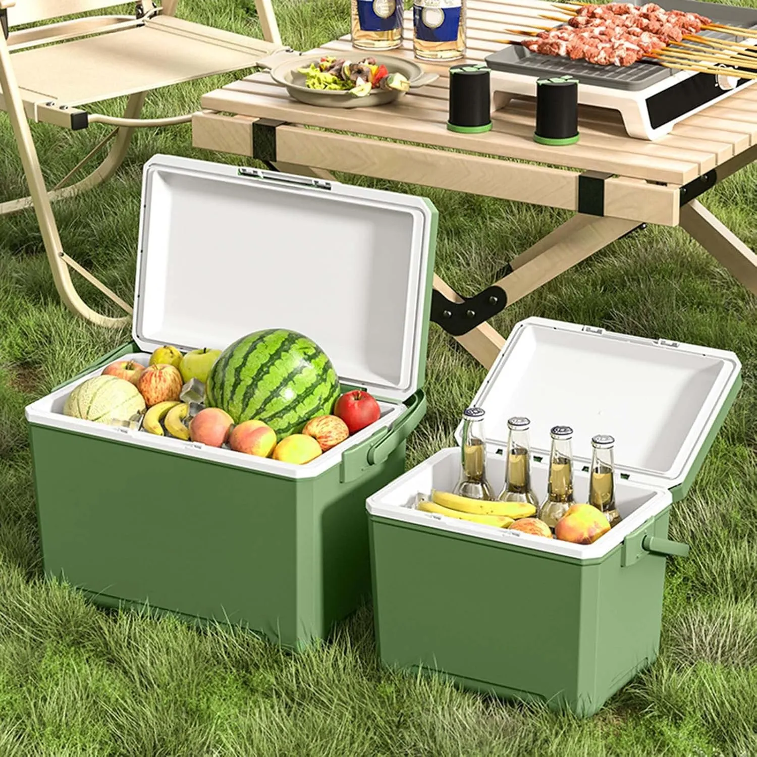 2025 48 Quart Camping Cooler, Keep Fresh for 2 Days Filled with Ice, Portable Cooling Box, Suitable for BBQ, Camping, Picnics, and Other Outdoor Activities