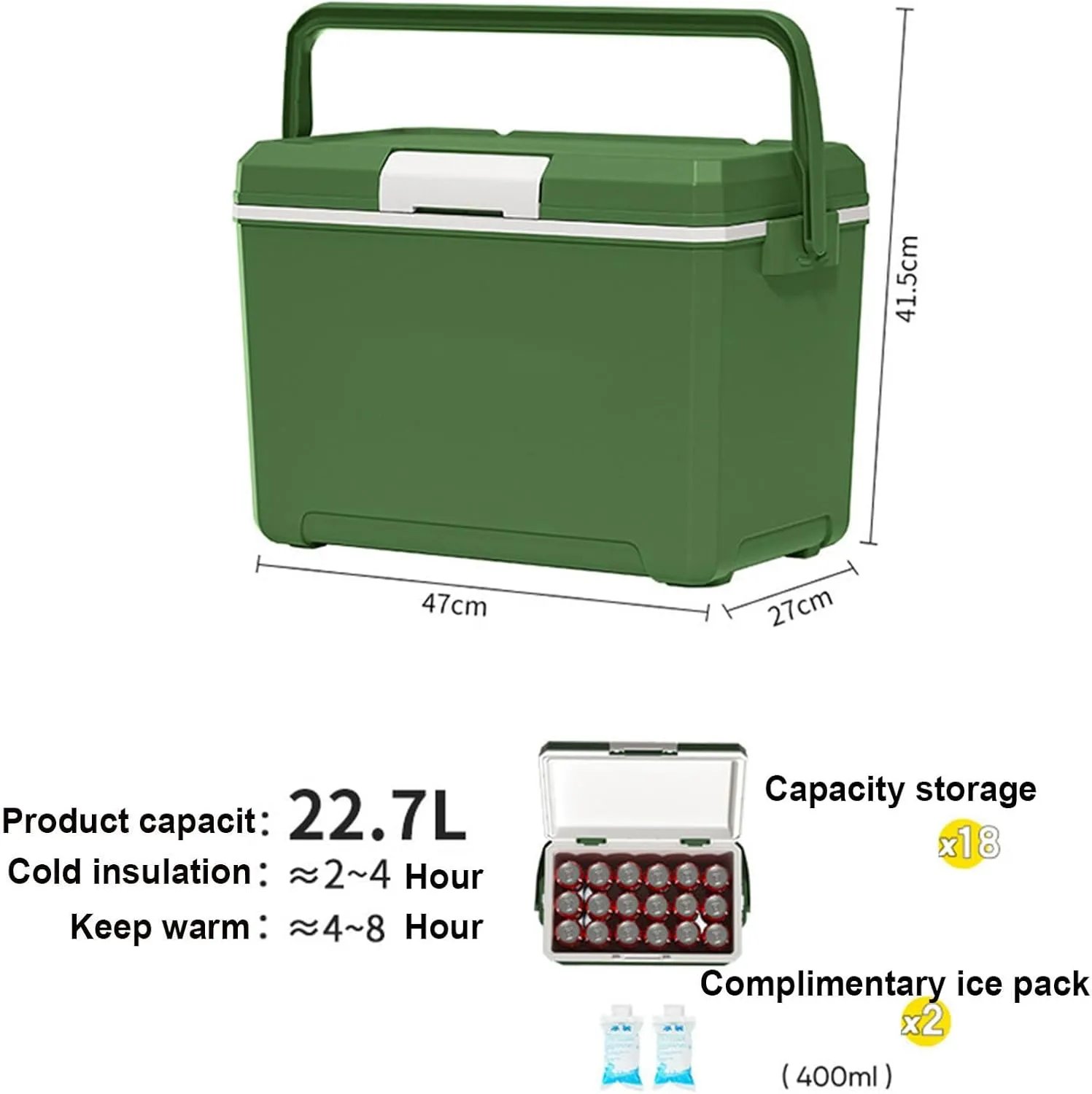 2025 48 Quart Camping Cooler, Keep Fresh for 2 Days Filled with Ice, Portable Cooling Box, Suitable for BBQ, Camping, Picnics, and Other Outdoor Activities