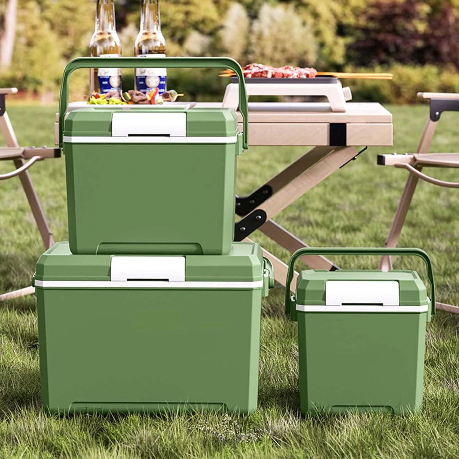2025 48 Quart Camping Cooler, Keep Fresh for 2 Days Filled with Ice, Portable Cooling Box, Suitable for BBQ, Camping, Picnics, and Other Outdoor Activities