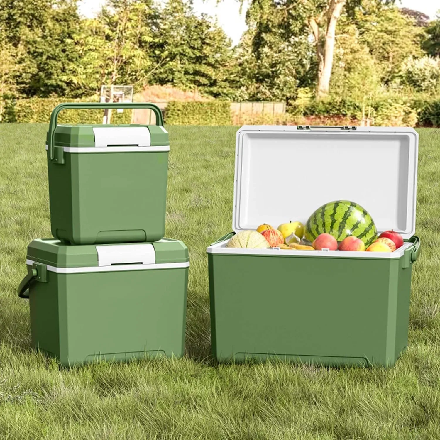 2025 48 Quart Camping Cooler, Keep Fresh for 2 Days Filled with Ice, Portable Cooling Box, Suitable for BBQ, Camping, Picnics, and Other Outdoor Activities