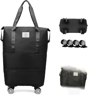 2025 New Kulken Travel Bag with Wheels, Kulken Travel Bag, Expandable Foldable Duffle Bags, Dry and Wet Separation (Black)