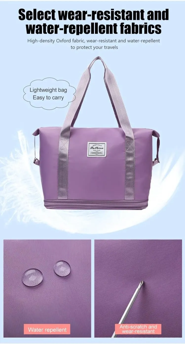 2025 New Travel Bag with Wheels, Expandable & Foldable Large Capacity Rolling Luggage, Adjustable Shoulder Strap & Detachable Wheels(Light Grey)