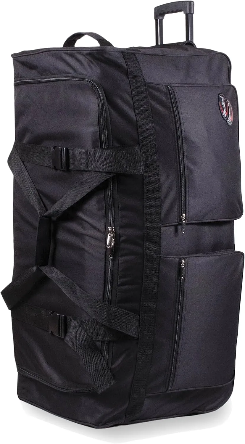 20"/30"/36"/40" Rolling Duffle Bag Travel Wheeled Luggage Suitcase (Black, 40-inch)