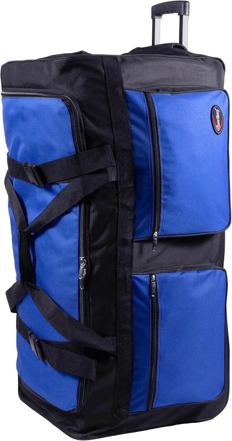 20"/30"/36"/40" Rolling Duffle Bag Travel Wheeled Luggage Suitcase (Blue, 40-inch)