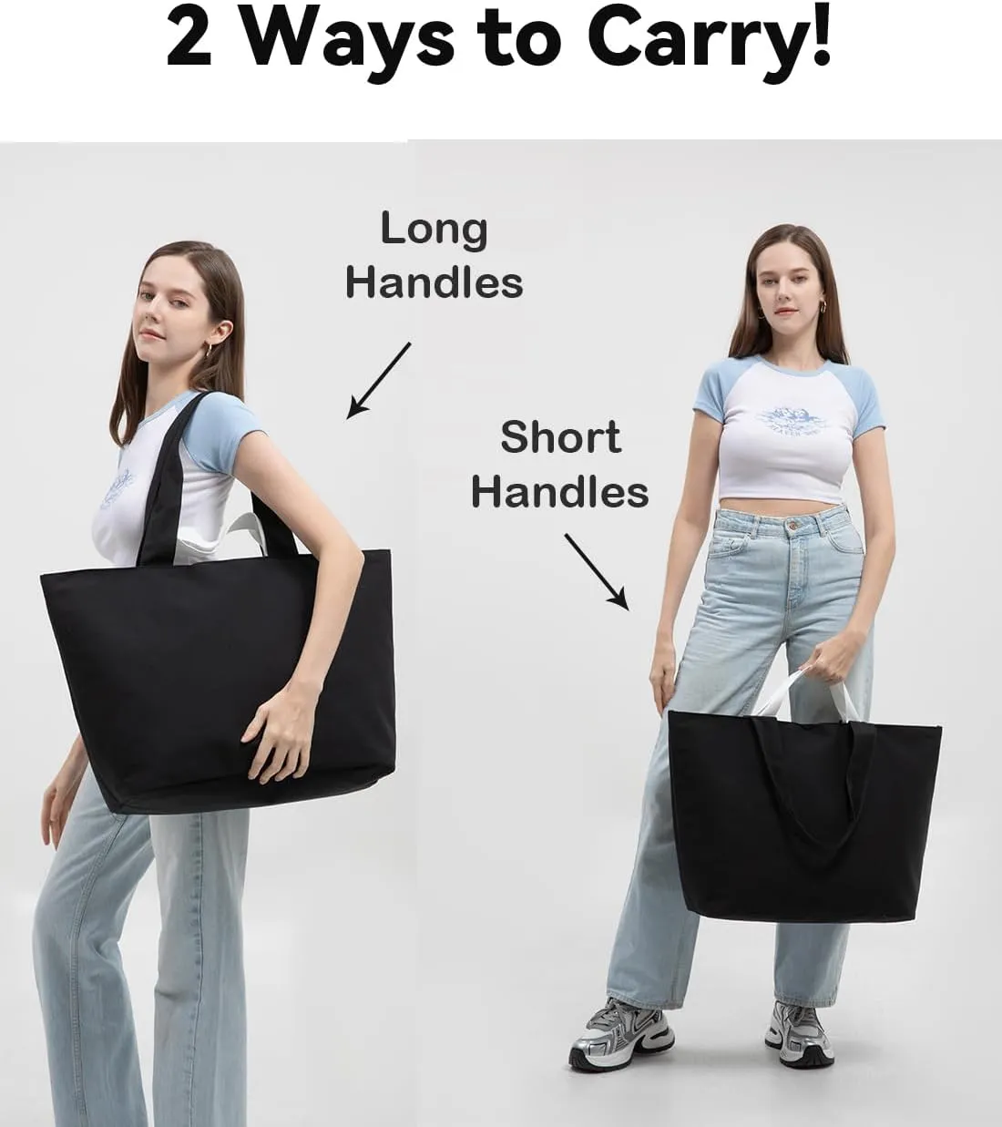 22'' 50L Large Canvas Bag, DIY Extra Large Tote Bag for Travel, Overnight Bags for Women Gifts Black