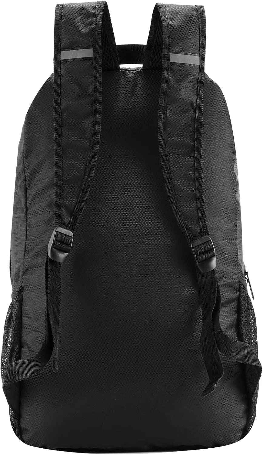25L Lightweight Packable Backpack Handy Water Resistant Foldable Bag for Travel Camping Outdoor (Black)