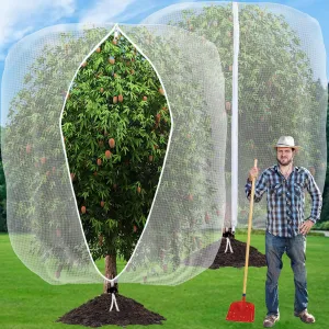 2Pack 7.87FT x7.87FT Insect Netting Bag with Zipper and Drawstring,Garden Bird Barrier Mesh Covers Bags,Fruit Tree Netting for Protecting Blueberry Flowers Bush Plants from Bugs and Other Animals