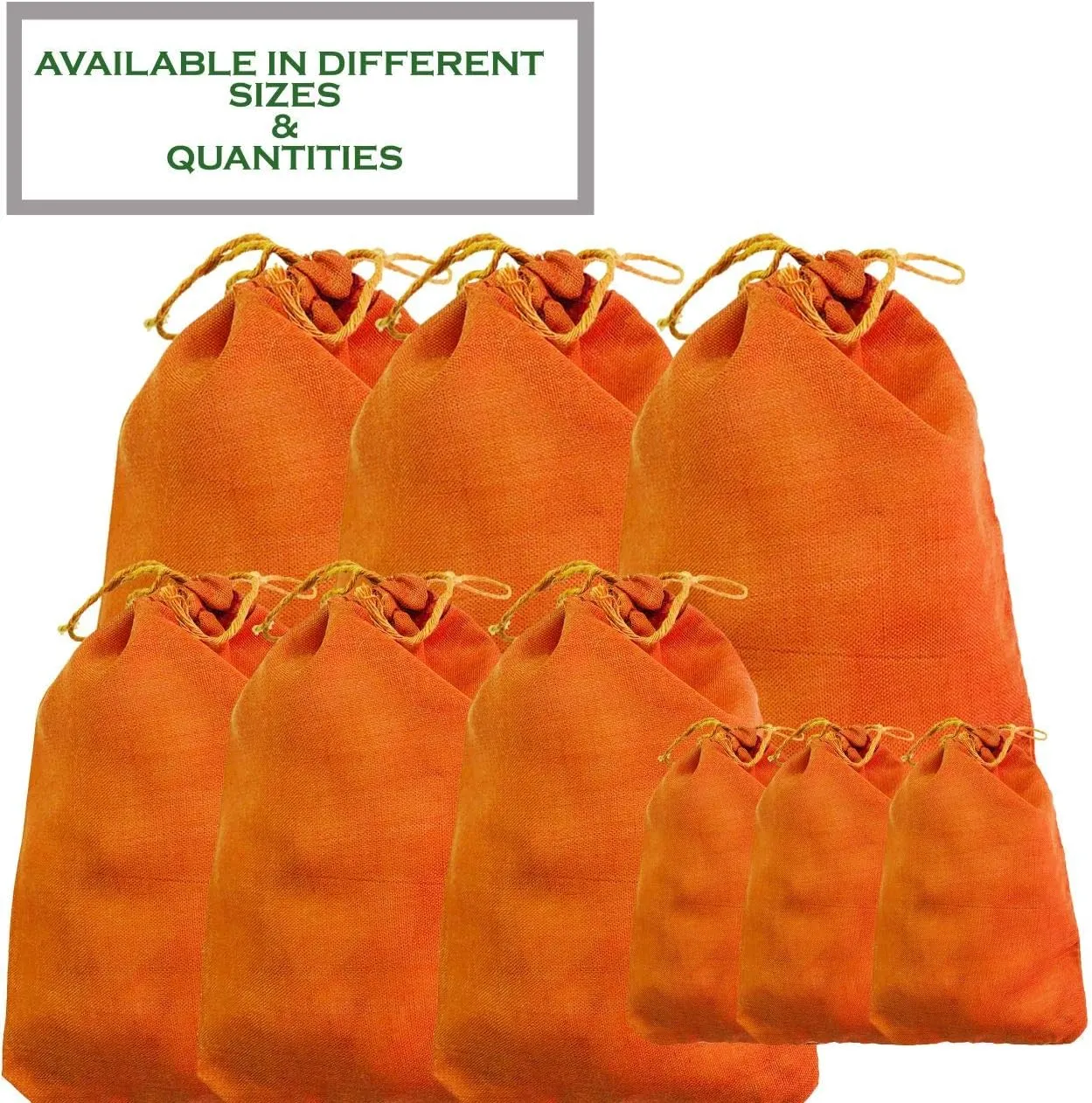 2x3 inches Color Full Cotton Bags, Reusable And Biodegradable Produce Muslin Drawstring Bags Available in Different Sizes (Orange) (Pack of 25)