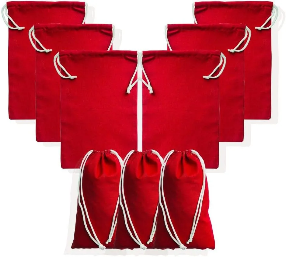 2x3 inches Color Full Cotton Bags, Reusable And Biodegradable Produce Muslin Drawstring Bags Available in Different Sizes (Red) (Pack of 25)