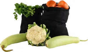 2x3 inches Color Full Cotton Bags, Reusable And Biodegradable Produce Muslin Drawstring Bags Pack Of 25 (Black)