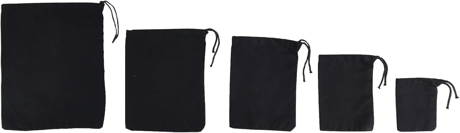 2x3 inches Color Full Cotton Bags, Reusable And Biodegradable Produce Muslin Drawstring Bags Pack Of 25 (Black)