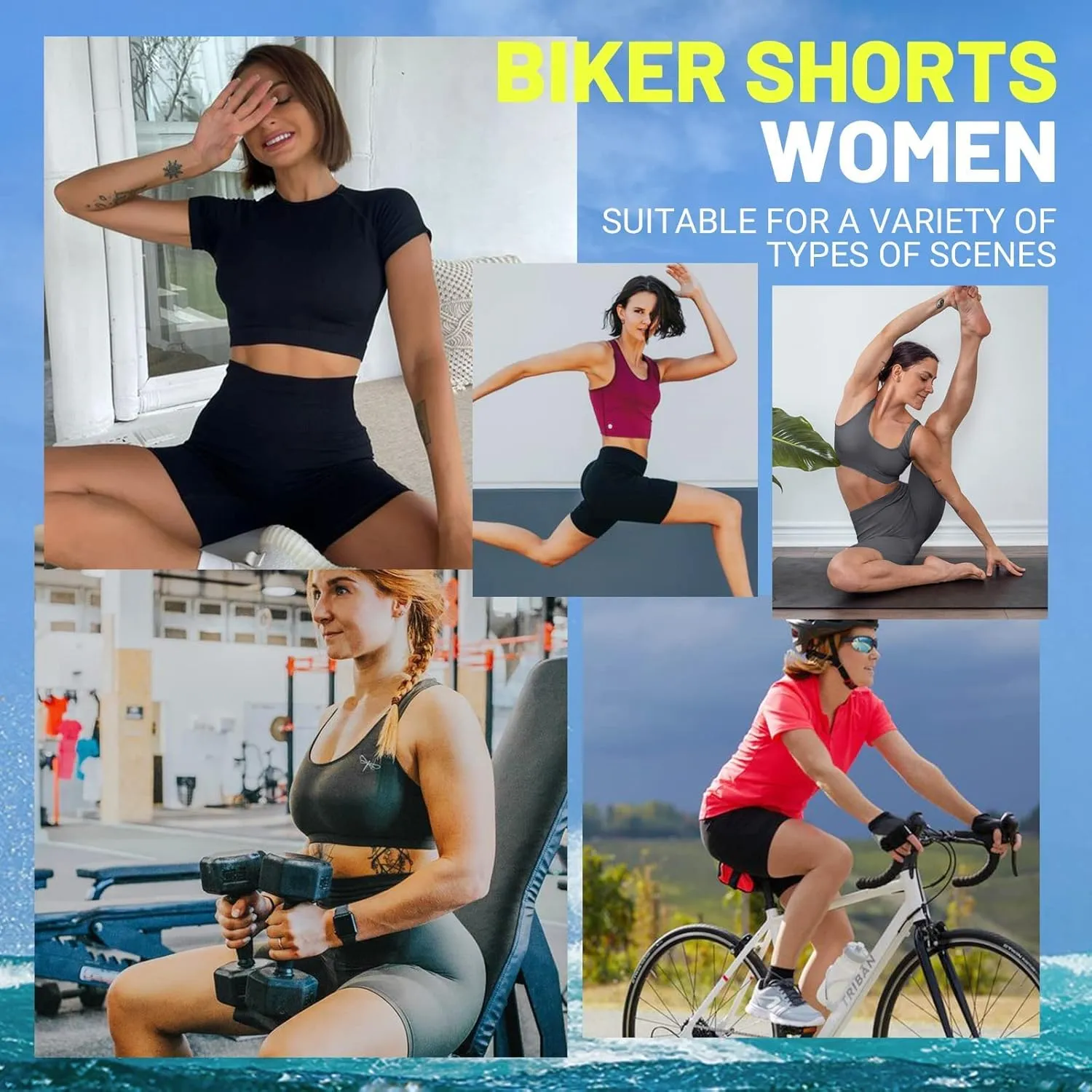 3 Pack Biker Shorts with Pockets for Women – 8"/5" High Waisted Tummy Control Workout Spandex Shorts for Gym Yoga
