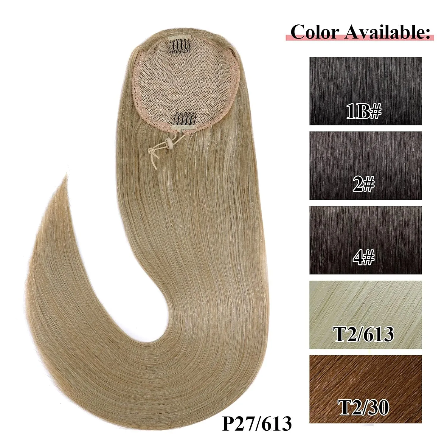 30inch Long Straight Drawstring Ponytail Synthetic High Puff Ponytail Hair Pieces With Comb Clip in Straight Ombre Blond in Hair Extensions Smooth &Soft(MT27/613)…