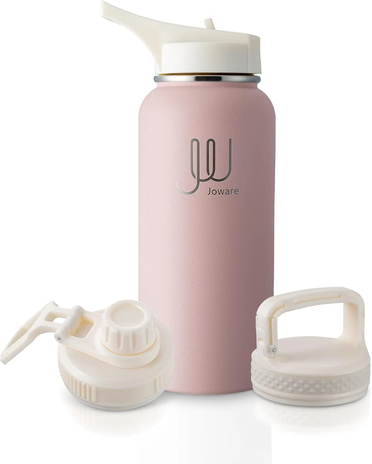 32 oz Insulated Water Bottle with Straw, Stainless Steel Sports Water Bottle with 3 Lids, Leak Proof Water Bottle for Men, Women & Kids, Charming Pink
