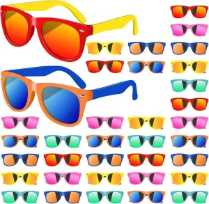 36 Pack Kids Sunglasses Bulk,Neon Retro Plastic Sunglasses for Kids,Colorful Novelty Sunglasses with UV400 Protection,Summer Pool Party Favors