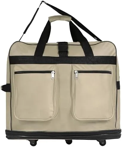 36"" Duffle Bag Expandable Rolling Lightweight Wheeled Spinner Suitcase Luggage (Pack of 2) for Travel and Storage (Khaki)