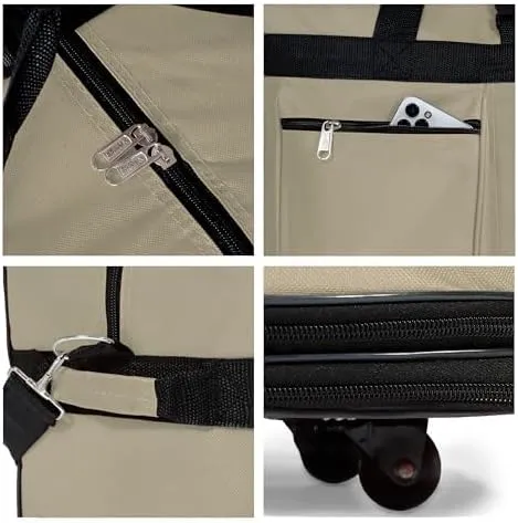 36"" Duffle Bag Expandable Rolling Lightweight Wheeled Spinner Suitcase Luggage (Pack of 2) for Travel and Storage (Khaki)