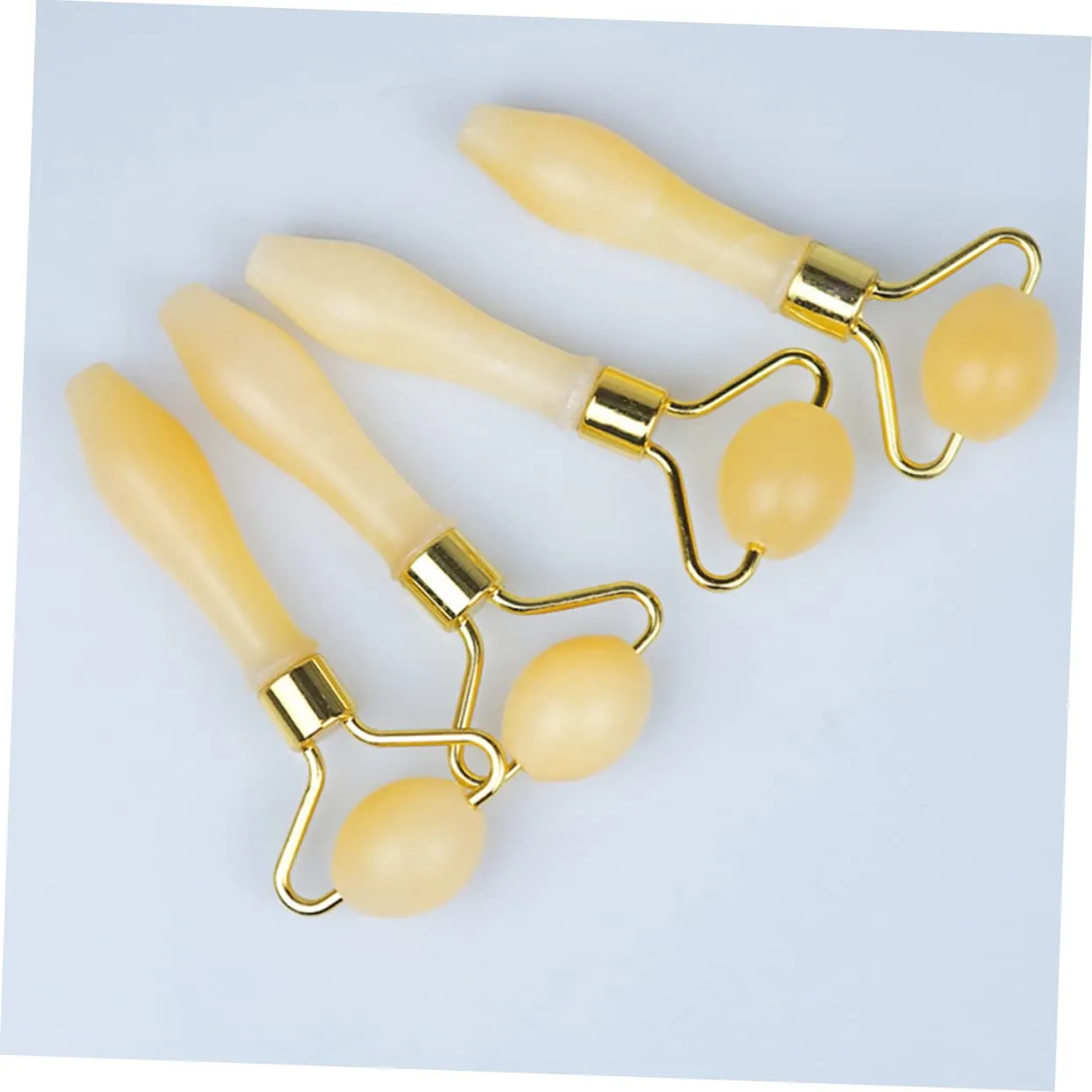 3pcs Jade Eye Roller Yellow Jade Beauty Roller for Eye Massage Facial Skincare Tool Ancient -aging Accessory Comfortable and Lightweight Design for Home Use Travel