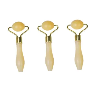 3pcs Jade Eye Roller Yellow Jade Beauty Roller for Eye Massage Facial Skincare Tool Ancient -aging Accessory Comfortable and Lightweight Design for Home Use Travel