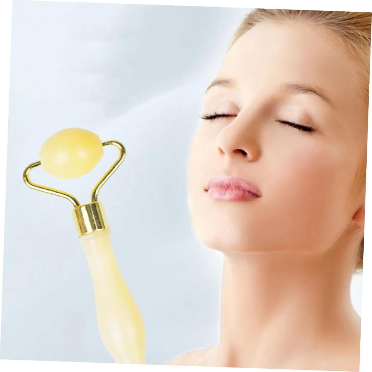 3pcs Jade Eye Roller Yellow Jade Beauty Roller for Eye Massage Facial Skincare Tool Ancient -aging Accessory Comfortable and Lightweight Design for Home Use Travel