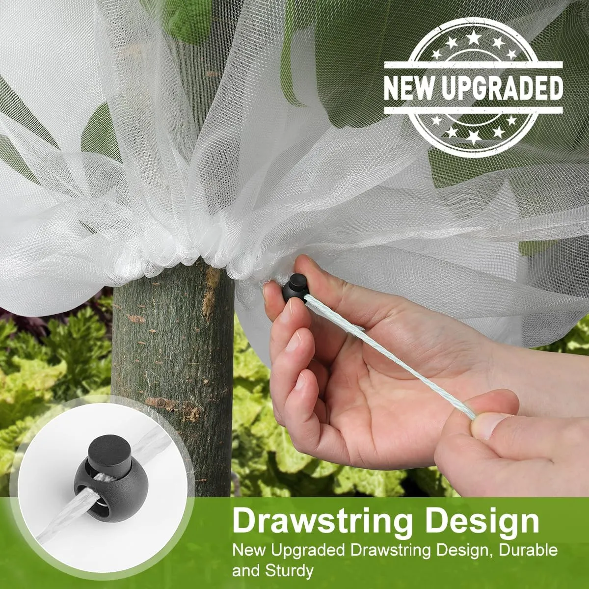 4 Pack Garden Netting Mesh Pest Barrier Plant Cover Bags with Drawstring, 3.2x2.5 Ft Insect Bird Netting Blueberry Bush Tomato Plant Protection Netting for Cicadas Fruits Trees Vegetables